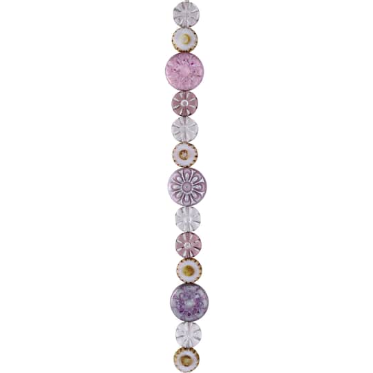 6 Packs: 13 ct. (78 total) Lavender Garden Czech Glass Flat Round Bead Mix by Bead Landing™